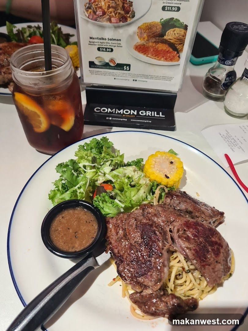Grilled Steak with Salad and Corn at Common Grill