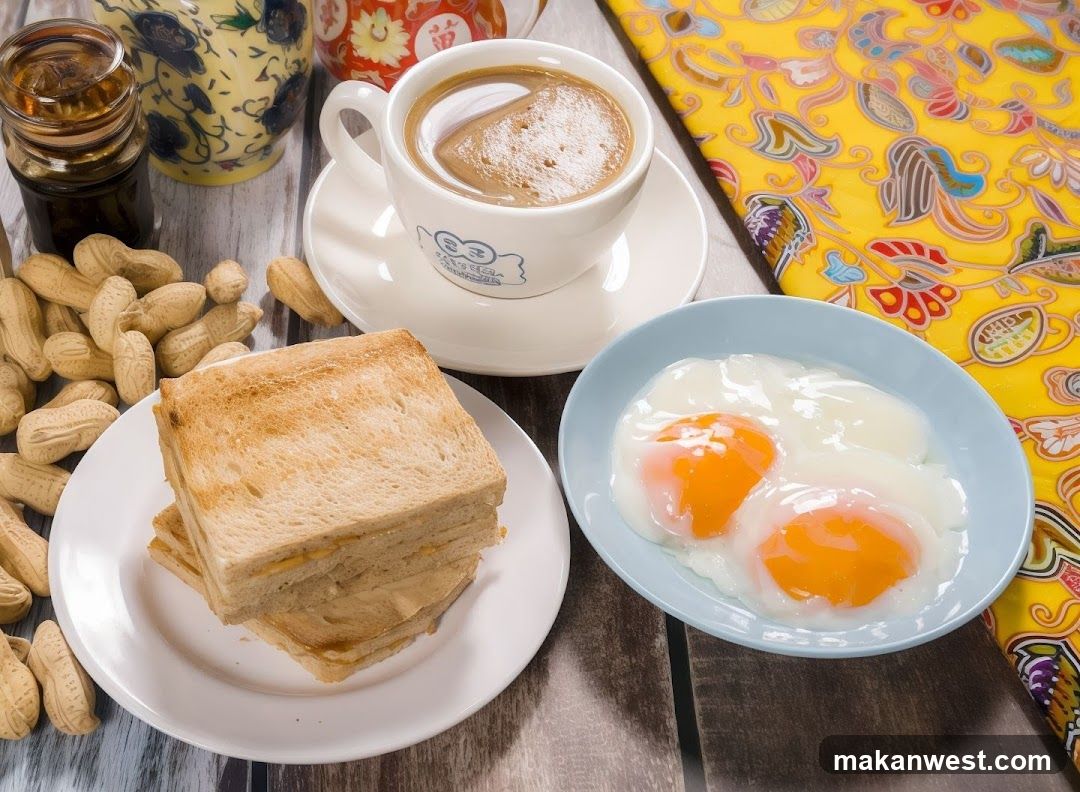 Breakfast Spread with Toast and Eggs