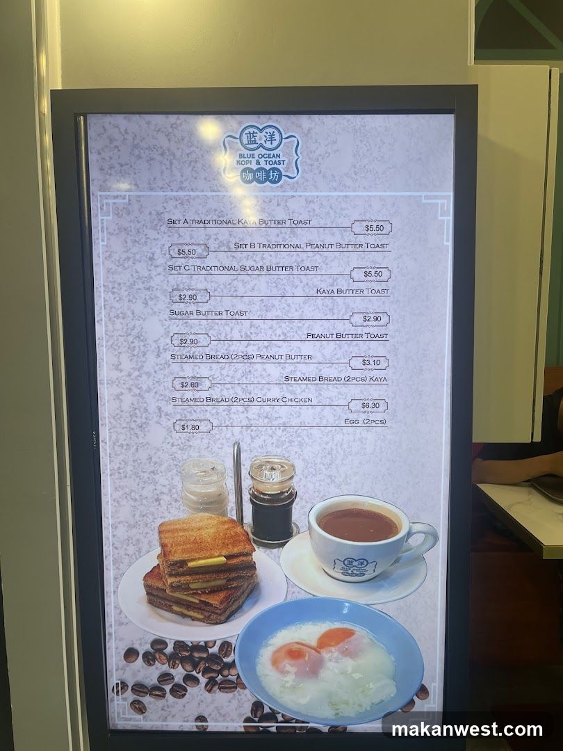 Blue Ocean Kopi & Toast Menu Board