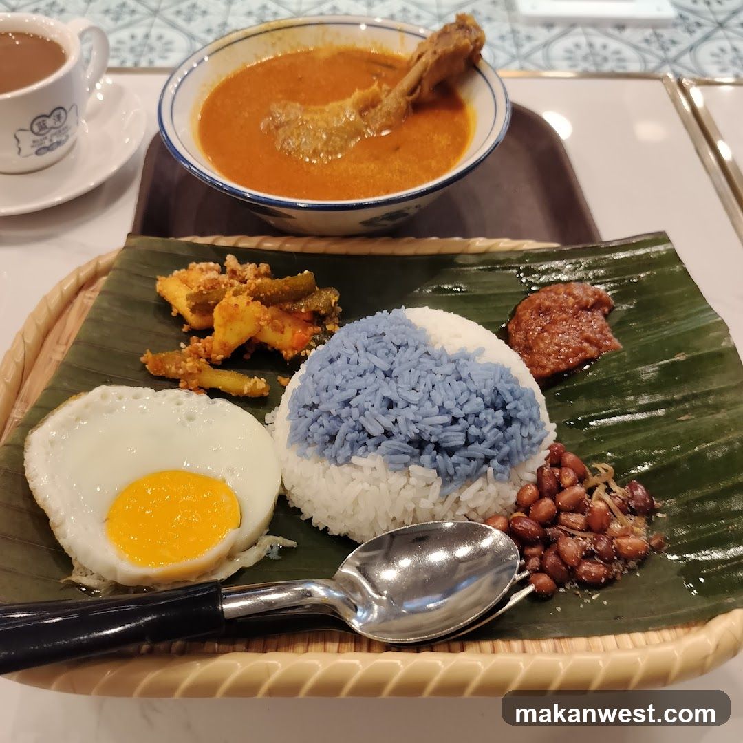 Nasi Lemak with Blue Rice