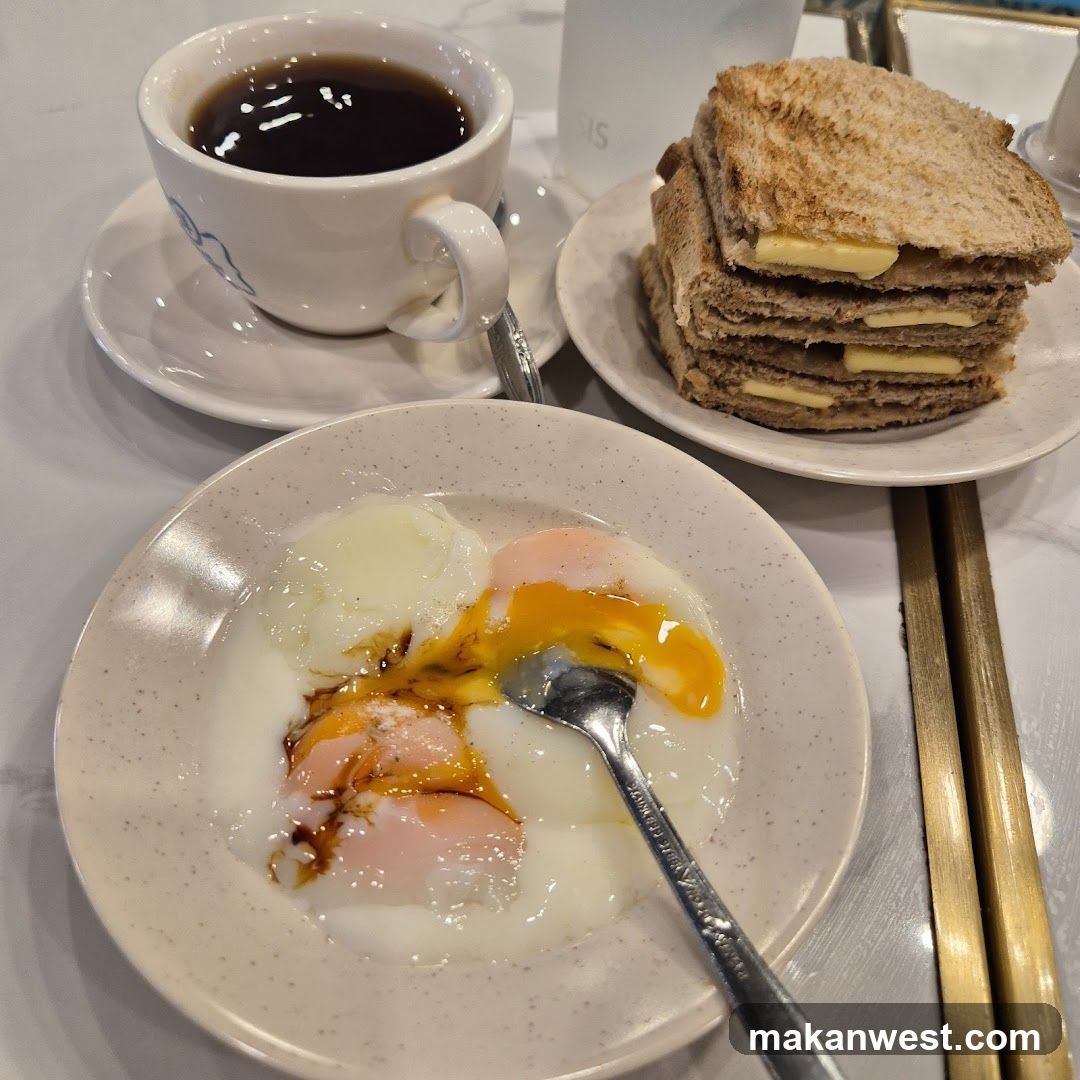 Breakfast Meal with Toast and Eggs