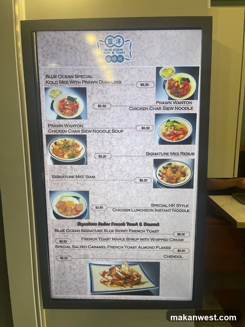 Blue Ocean Rice & Toast Menu Board