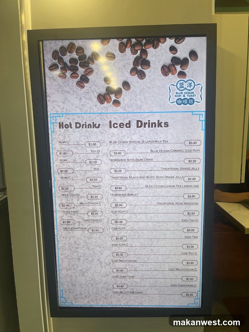 Blue Ocean Kopi & Toast Menu Board