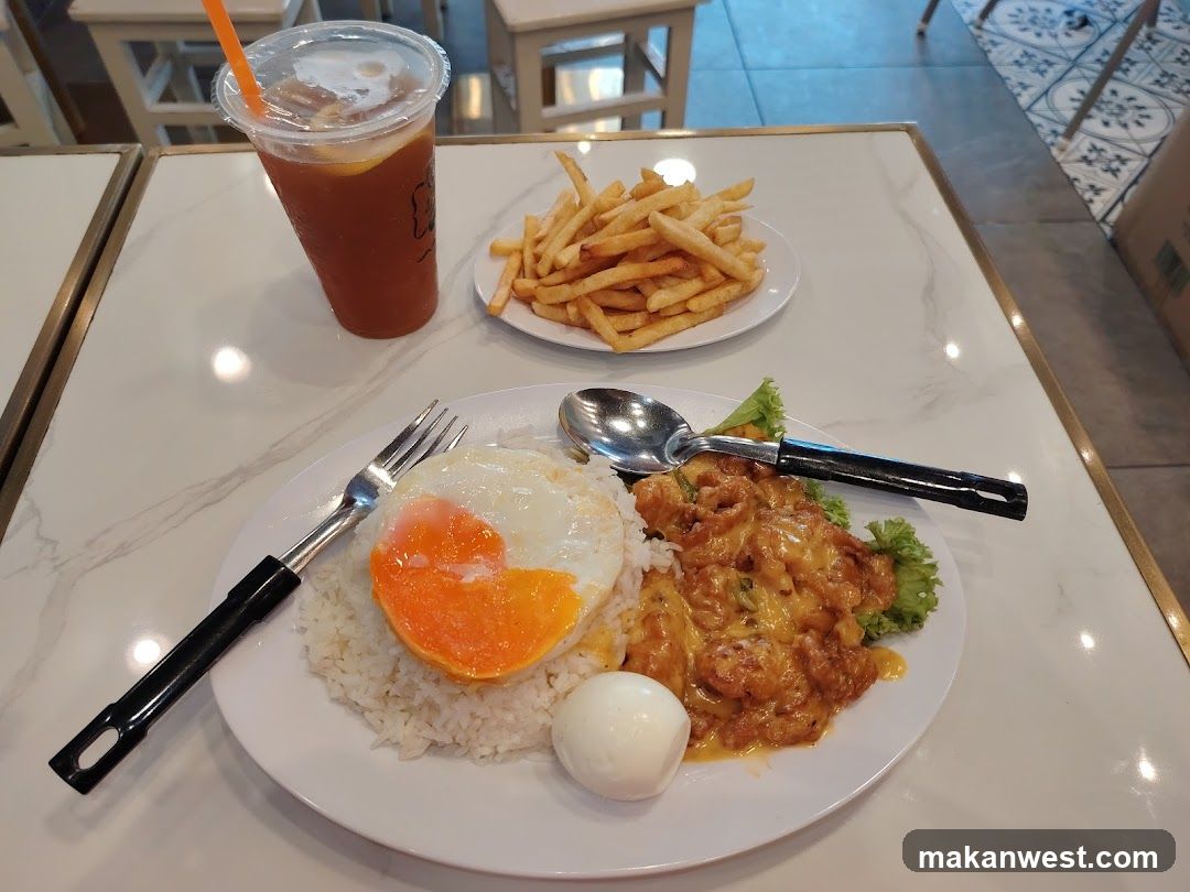 Lunch Meal with Fried Rice and Fries