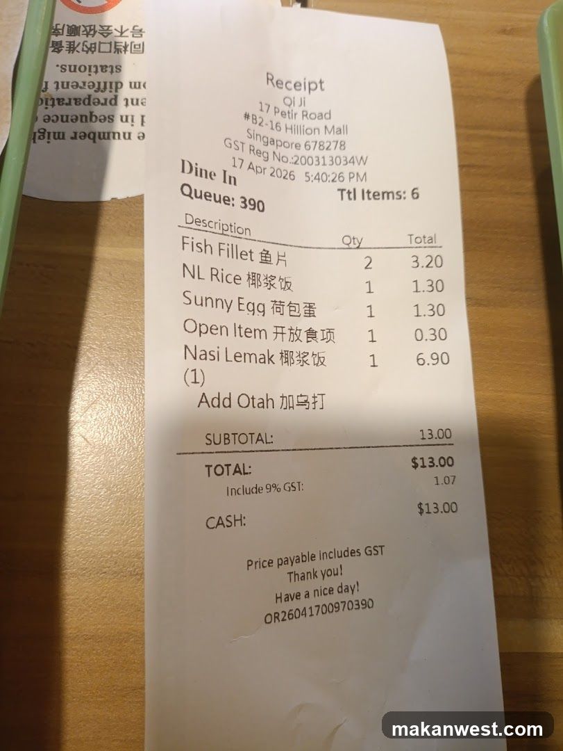 Receipt from QIJI