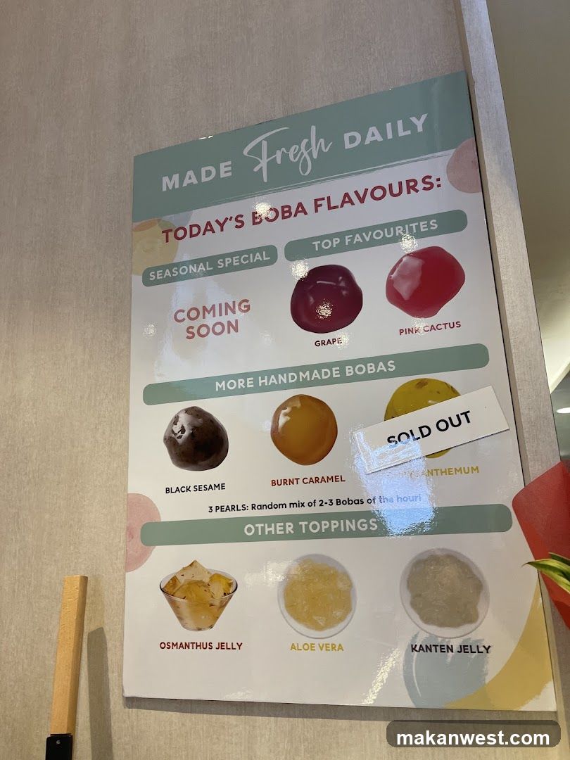 Boba Flavors Menu Board