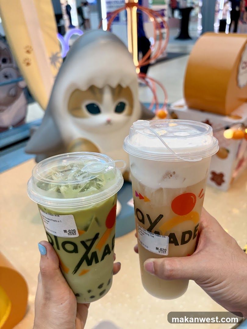 Boba Drinks with Cat Mascot