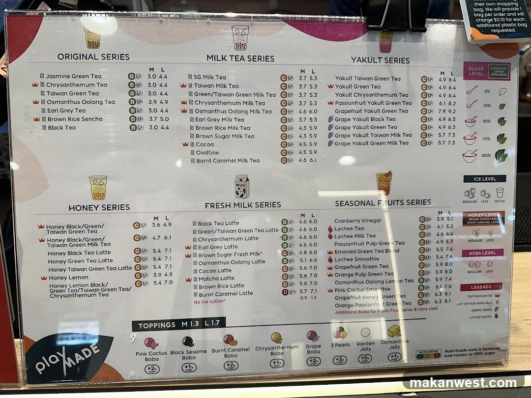 Boba Tea Menu Board
