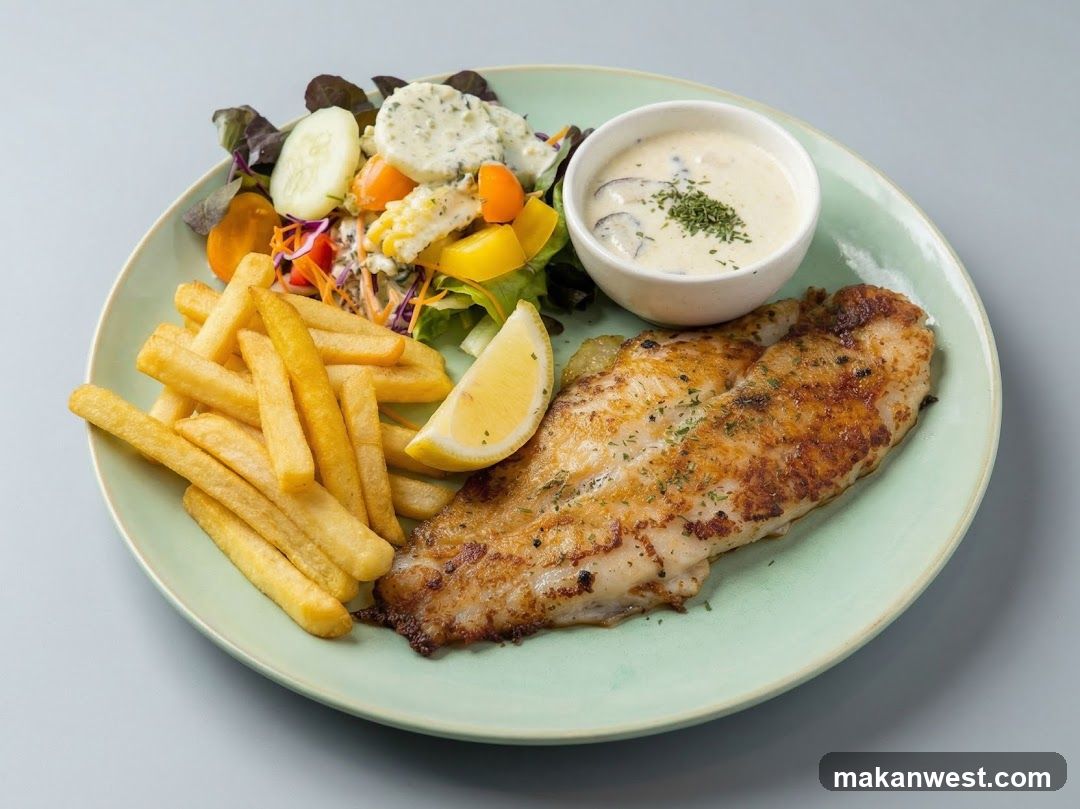 Grilled Fish with Fries and Salad