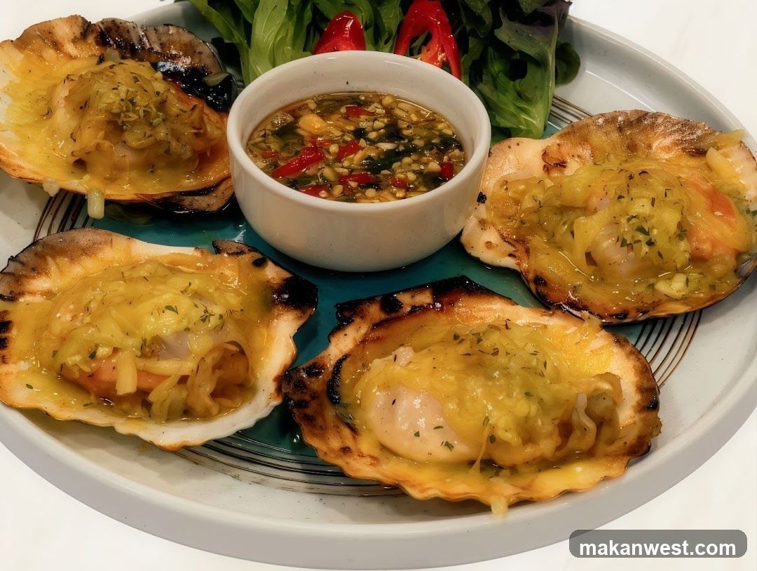 Grilled Scallops with Garlic Butter Sauce