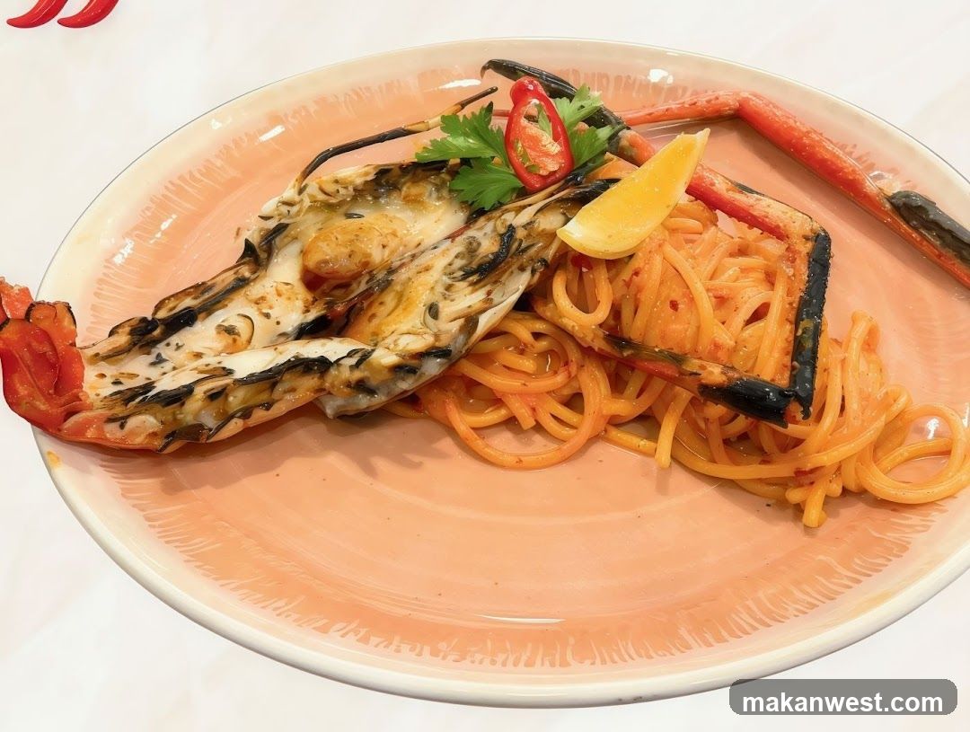 Grilled Lobster Tail with Spaghetti