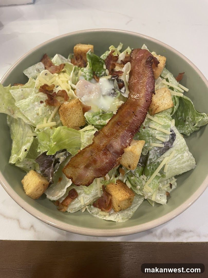 Caesar Salad with Bacon and Croutons