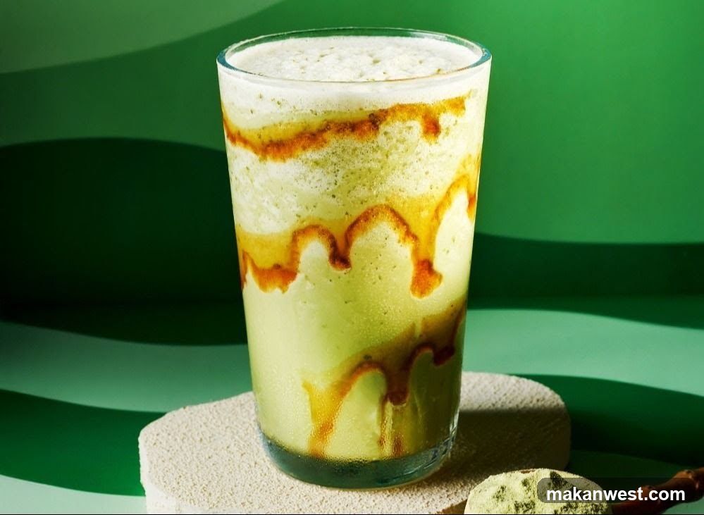 Matcha Latte with Caramel Drizzle