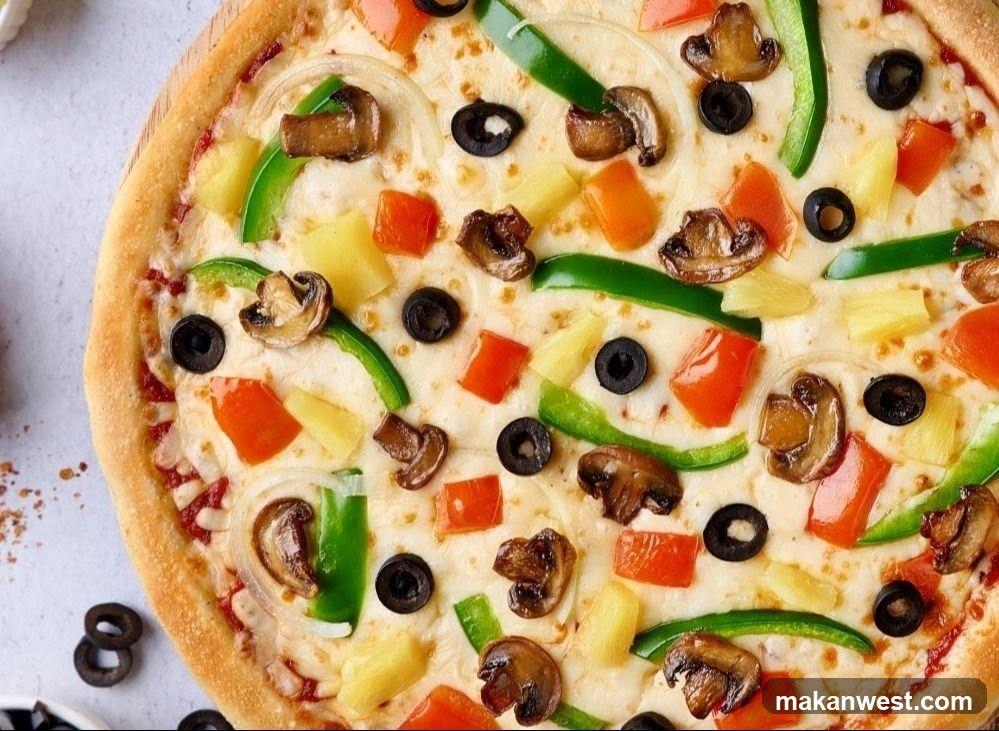 Vegetable Pizza with Mushrooms and Peppers
