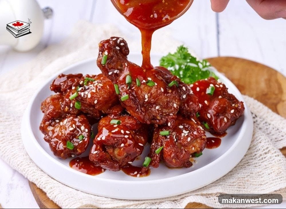 Sauced Chicken Wings with Sesame Seeds and Green Onions