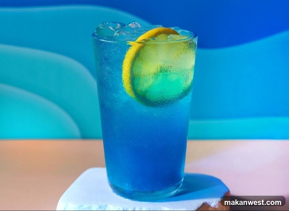 Blue Lemonade with Ice and Citrus Garnish