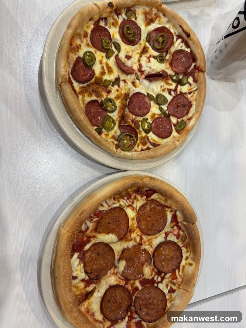 Pepperoni and Jalapeño Pizzas