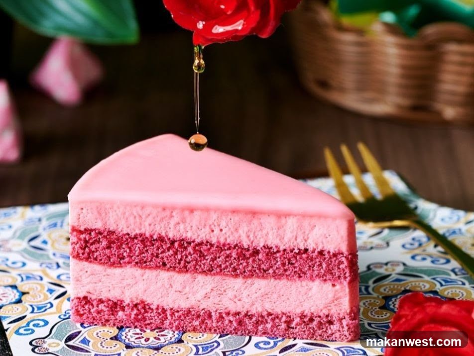 Pink Layer Cake with Rose Decoration