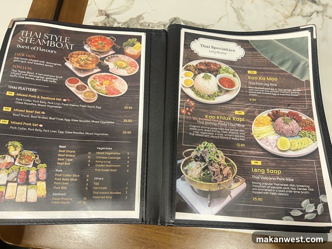 Thai Style Steamboat Menu