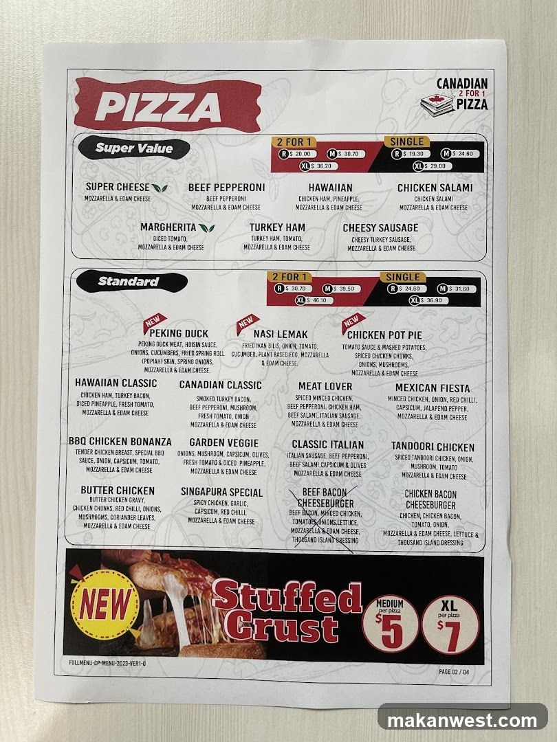 Pizza Menu