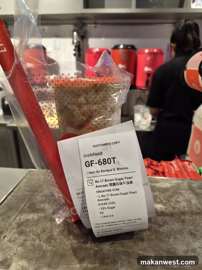 GrabFood Order Receipt and Drink