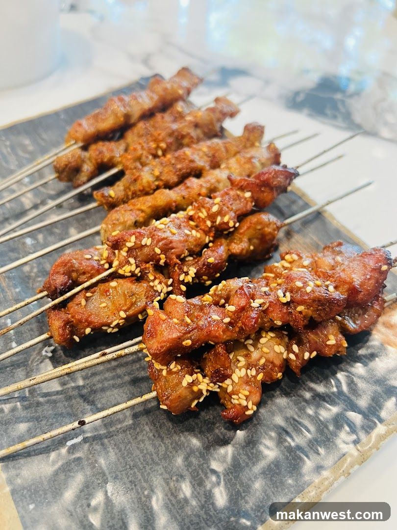 Grilled Meat Skewers with Sesame Seeds