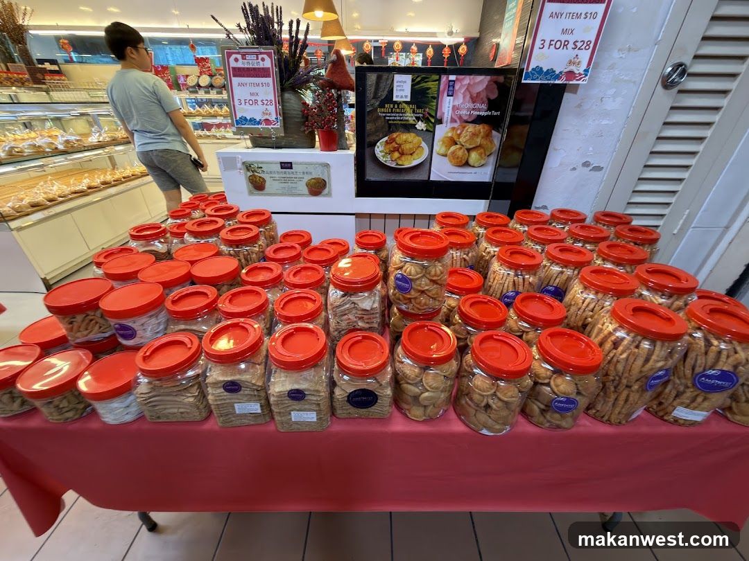 Bakery Display Table with Cookies and Pastries