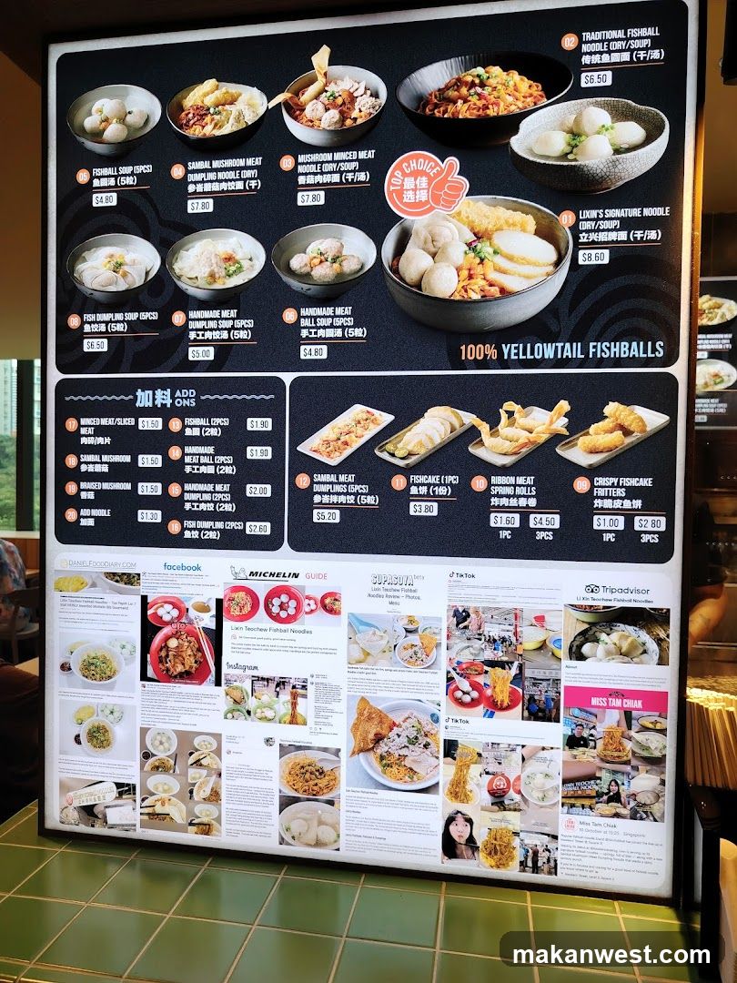 Yellowtail Fishball Noodle Menu Board