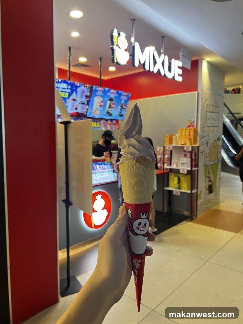 Ice cream cone in front of MIXUE store