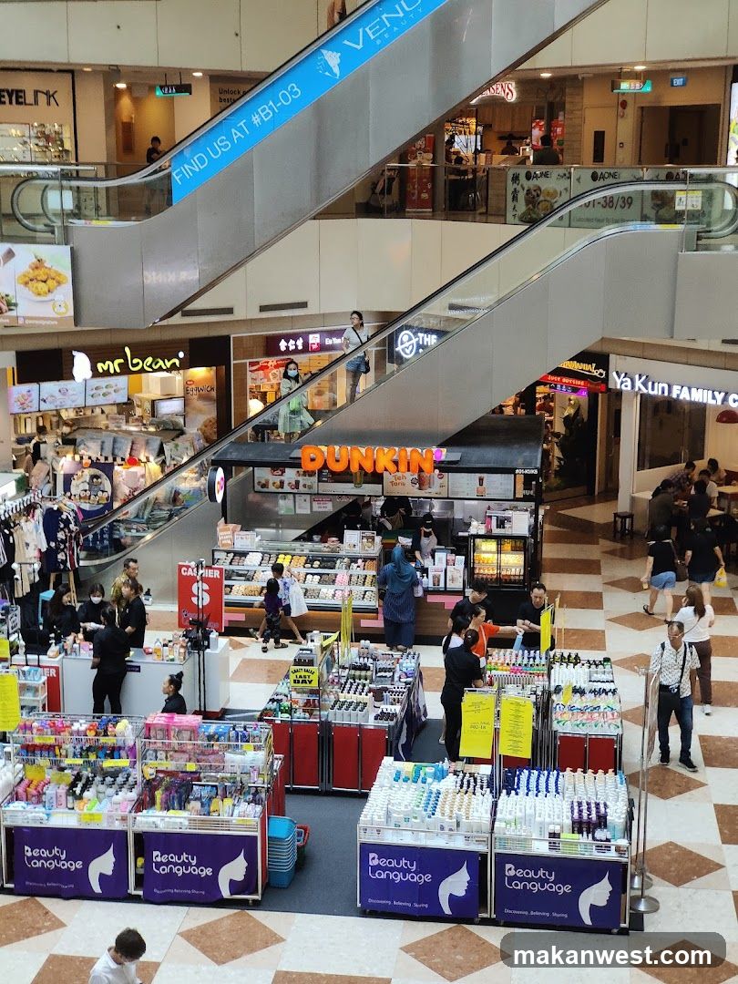 Shopping Mall Interior with Beauty and Food Stalls