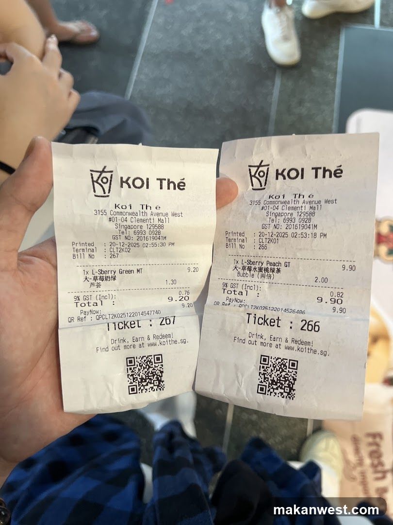 Koi Thé Receipts
