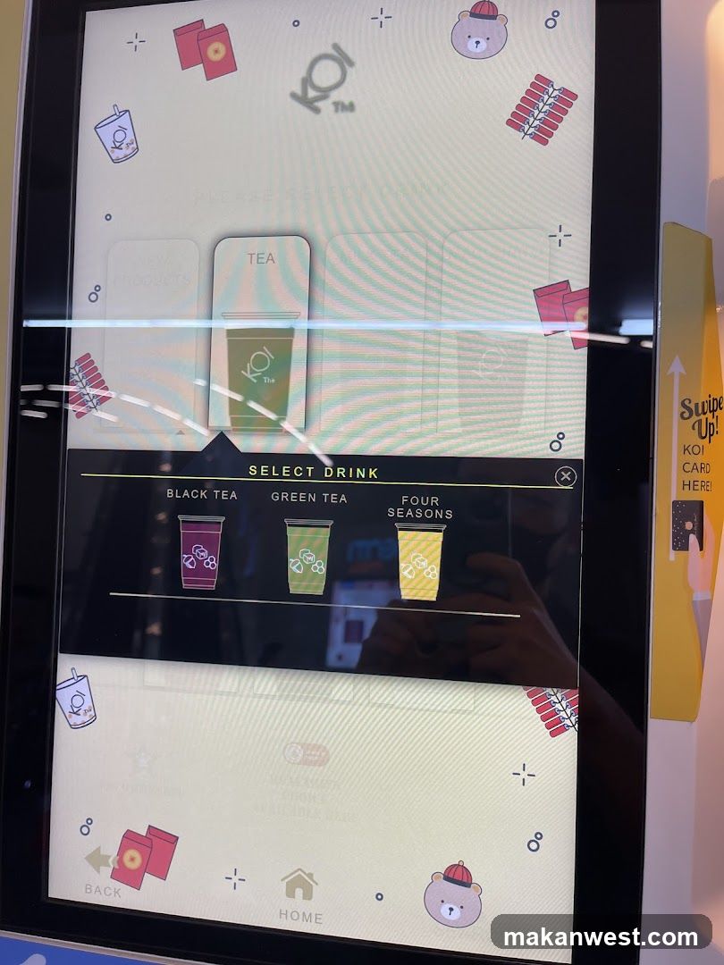 Koi Tea Self-Service Kiosk Screen