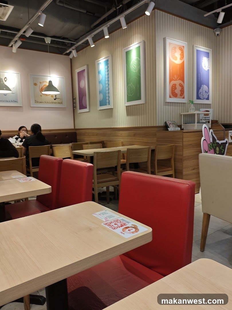 Restaurant Interior with Colorful Wall Art