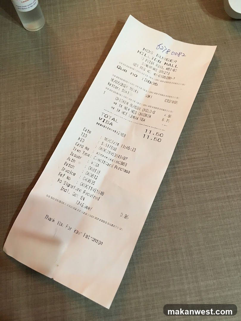 Receipt on Table