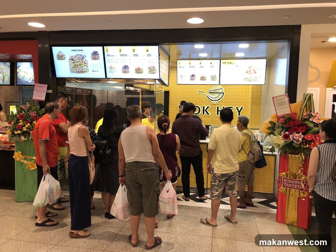 Crowded Food Stall Queue