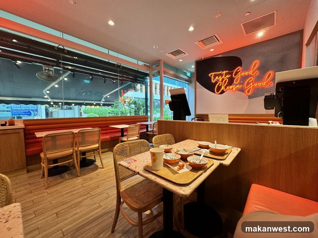 Restaurant Interior with Neon Signage