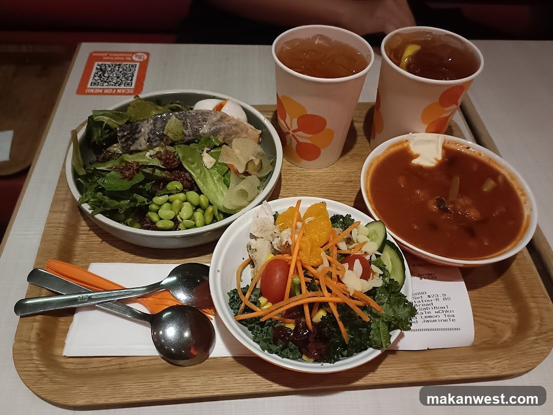 Healthy Meal Tray with Salad and Soup