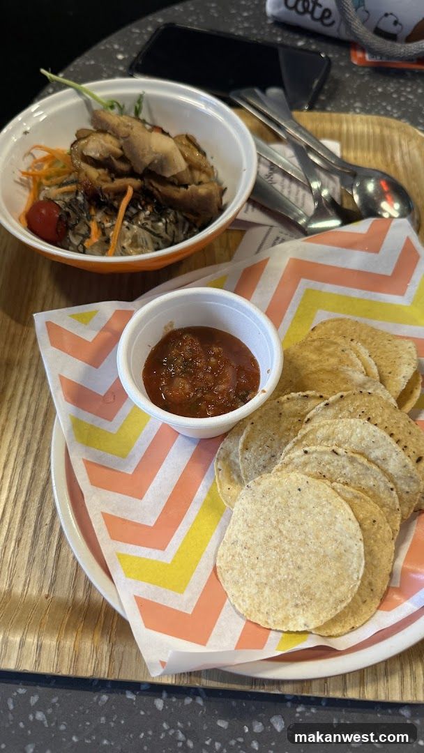 Food Tray with Chips and Bowl