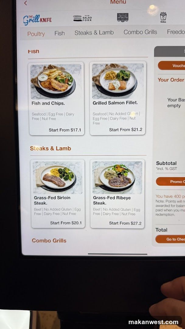 The Grill Knife Menu Display
