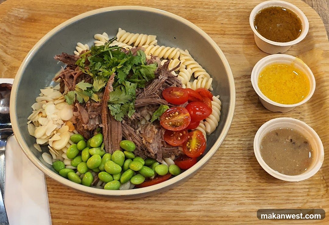 Bowl of Pasta Salad with Edamame and Tomatoes