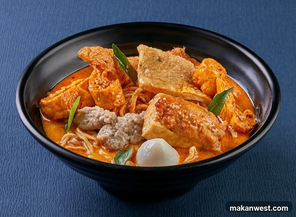 Spicy Noodle Bowl with Tofu and Meatballs