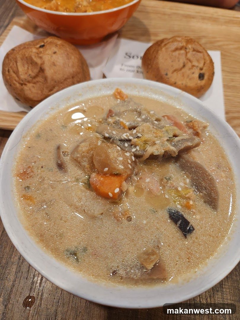 Stew with Bread and Soup Bowl