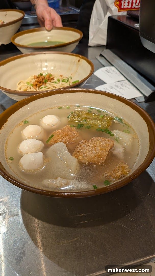 Bowl of Soup with Fish Balls and Meatballs