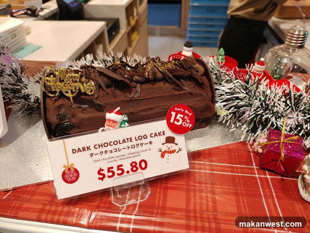 Dark Chocolate Log Cake Display