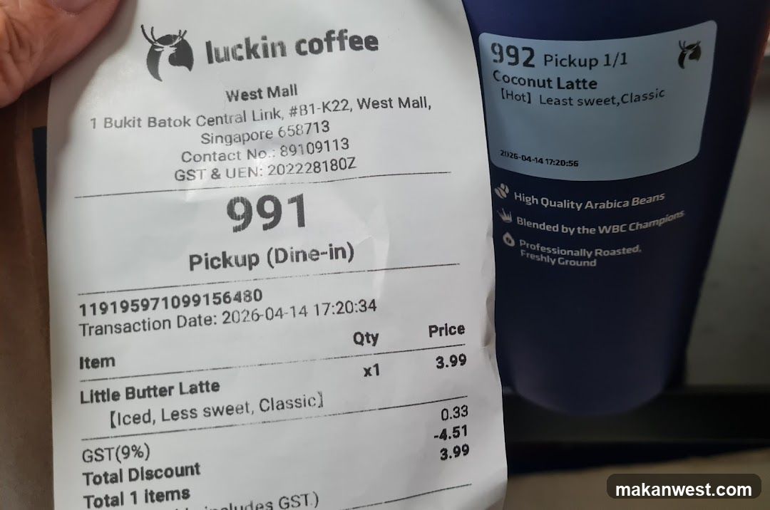 Luckin Coffee Receipt and Cup
