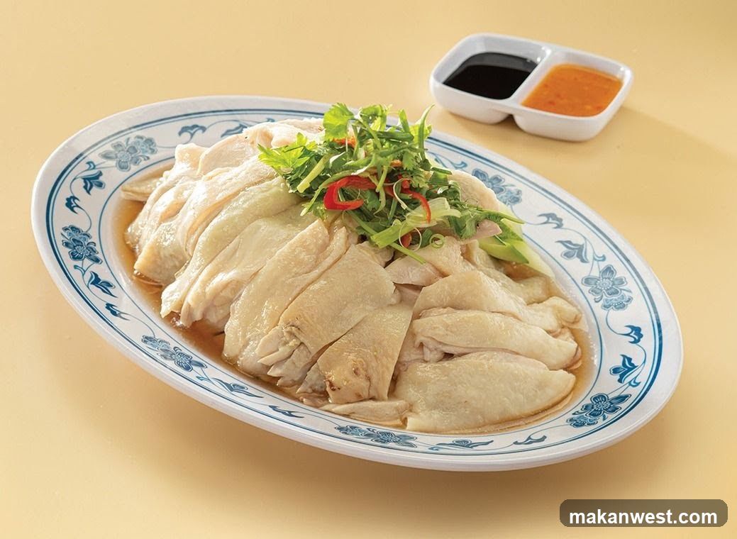White Cut Chicken with Garnish and Sauces