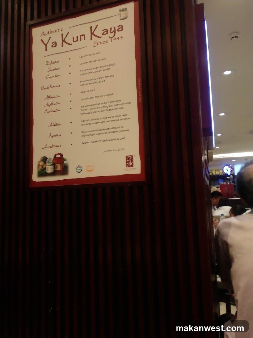 Ya Kun Kaya Menu Board