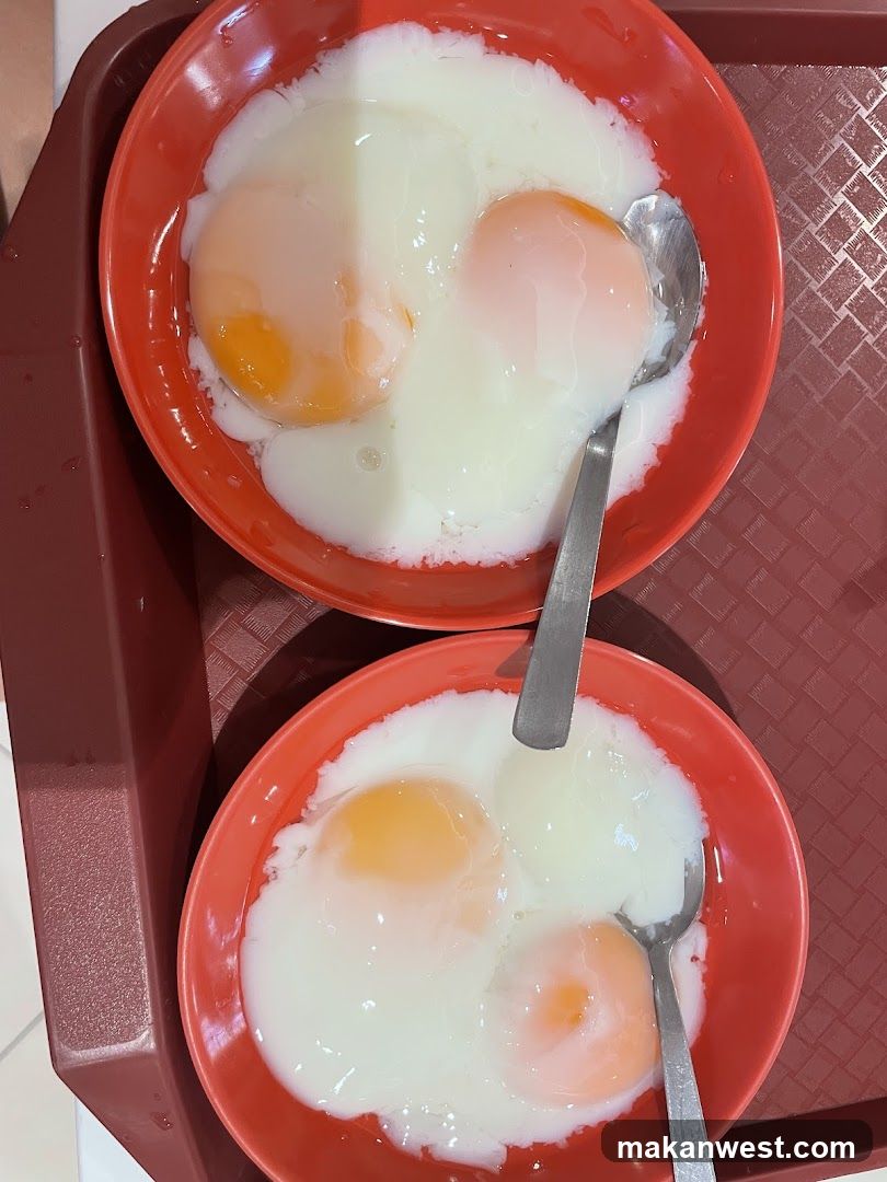 Two Bowls of Fried Eggs with Milk