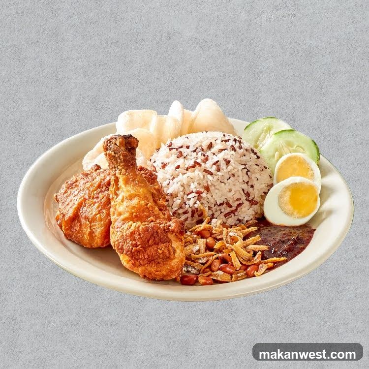 Nasi Lemak with Fried Chicken and Sambal