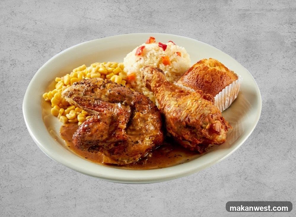 Fried Chicken and Corn Meal Plate